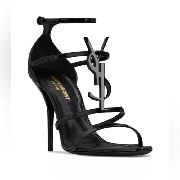 Saint Laurent Black Cassandra Sandals - Picture 1 of 2